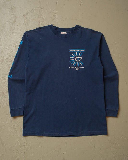 1990s Mackinac Island 8-Mile Road Race Longsleeve blue - XL