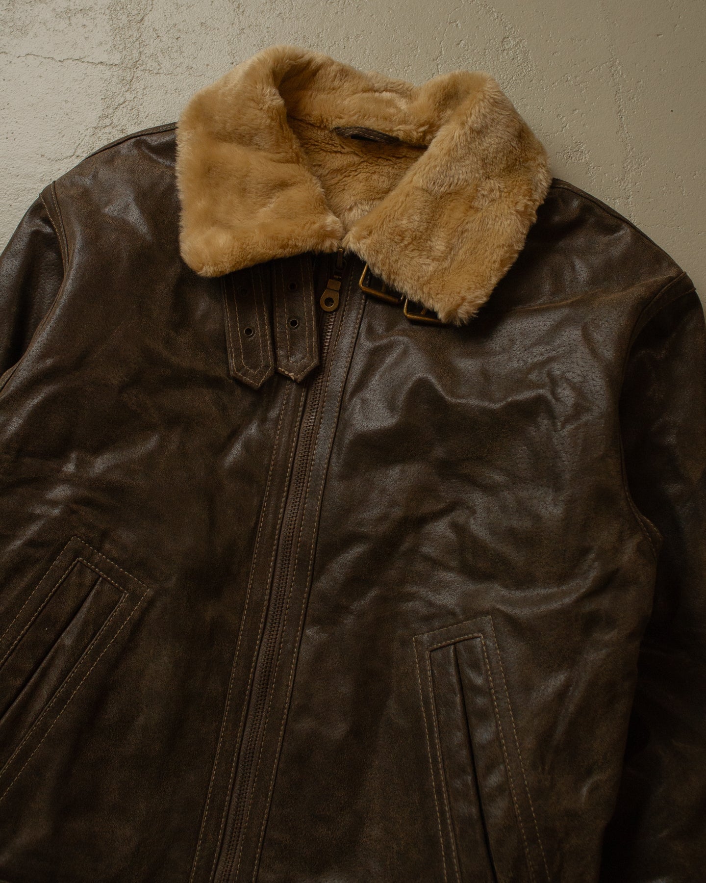 2000s LeFrog "Type B-3" Aviator Leather Jacket brown - M/L