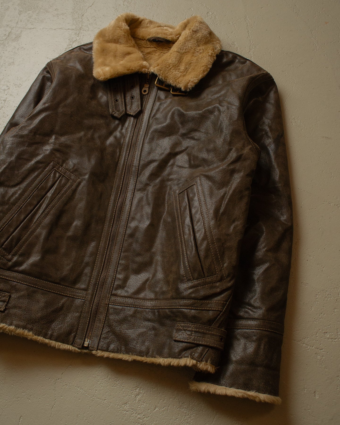 2000s LeFrog "Type B-3" Aviator Leather Jacket brown - M/L