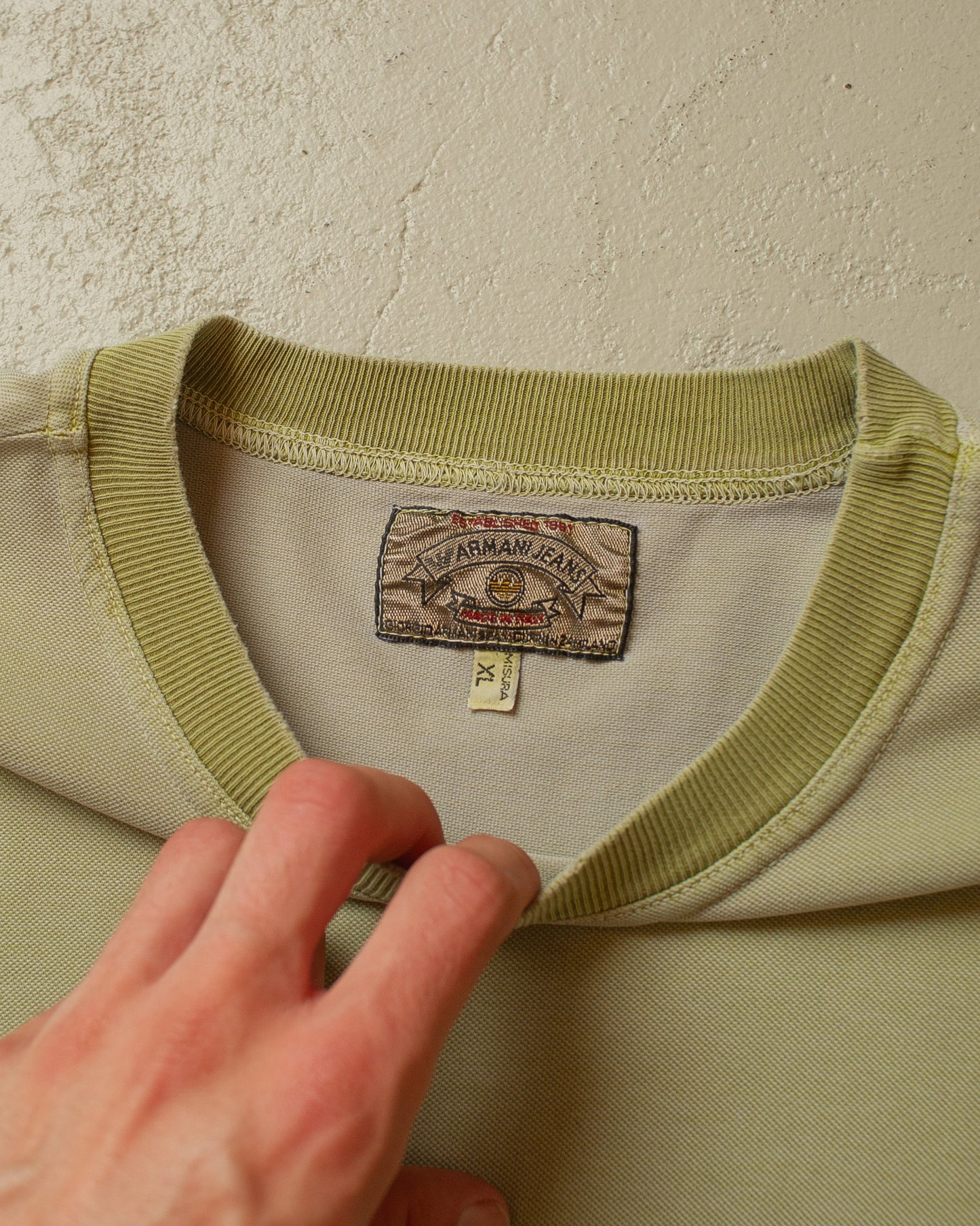 1990s Faded Armani Jeans T-shirt khaki - XL/XXL