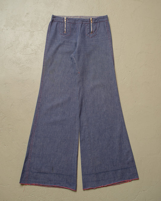 1970s Womens Flared light Jeans blue - W28 L32