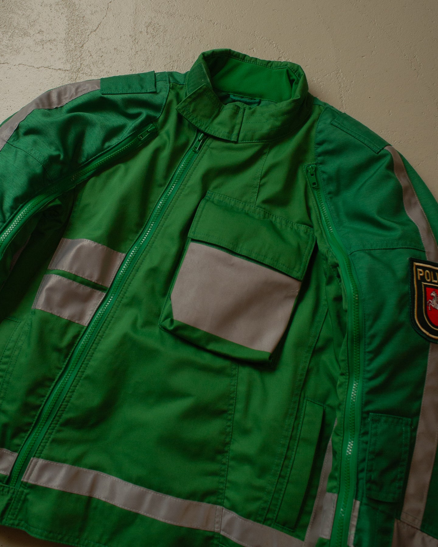 1995 Polizei Two Tone Biker Jacket green - M/L