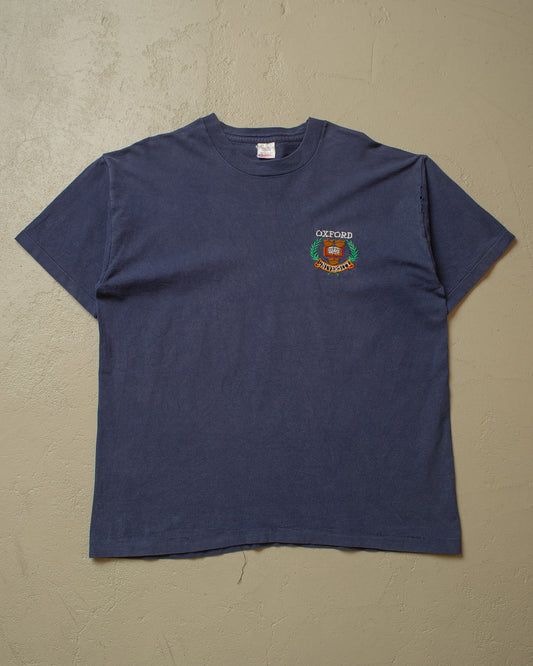 1990s Faded Oxford University T-shirt blue - XL/XXL