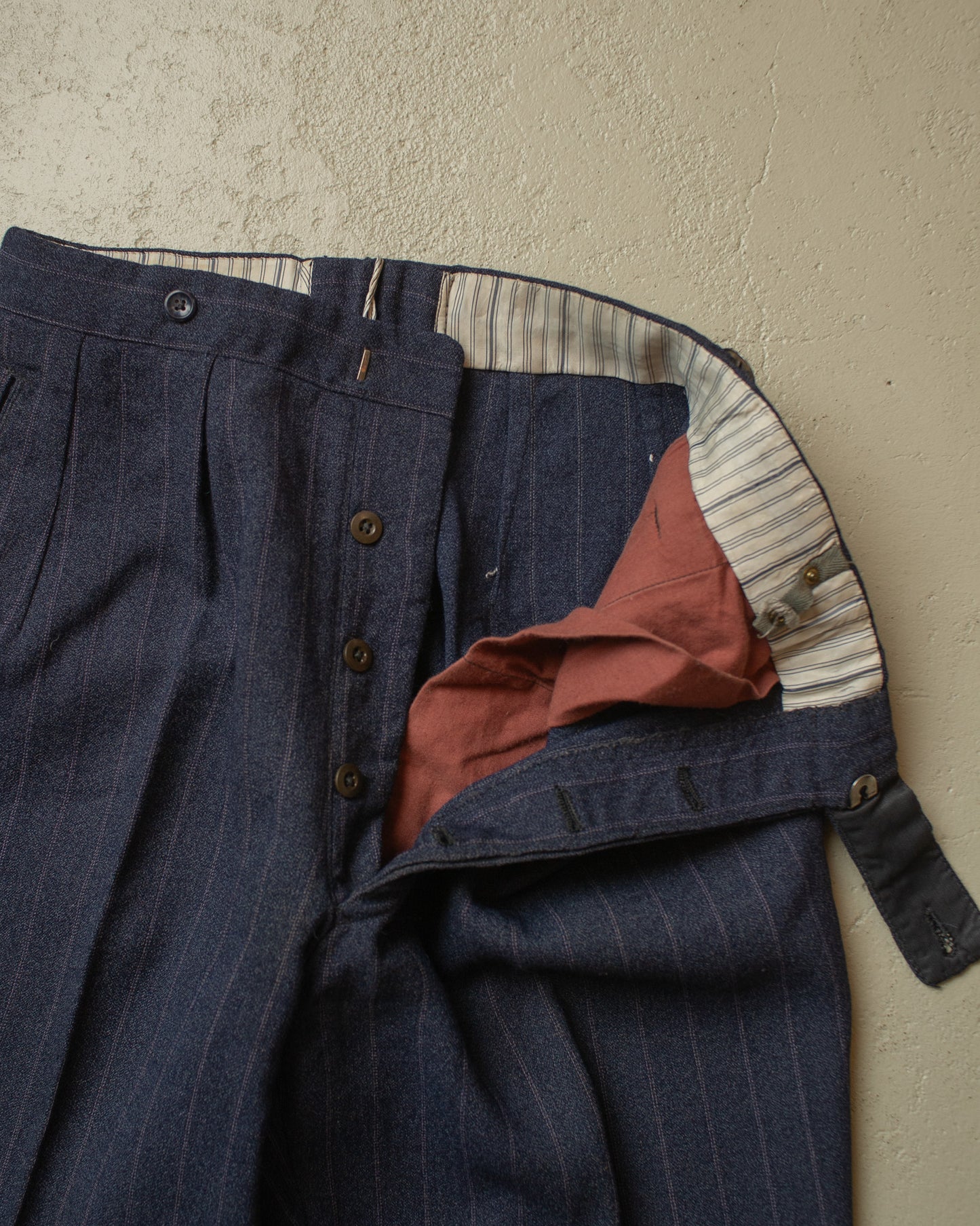 1930s/40s Womens German Pinstriped Suit Pants navyblue - W28,5 L27,5