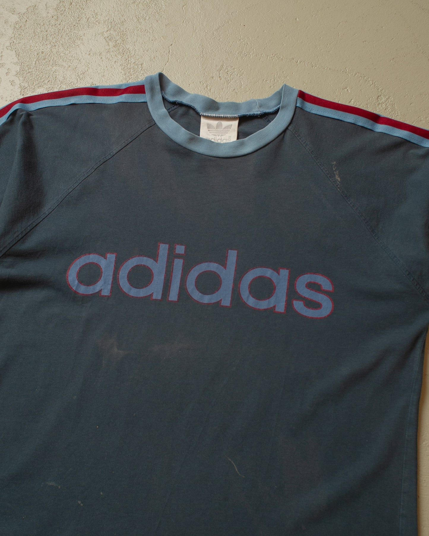 1999 Faded Adidas Ringer T-shirt blue - L