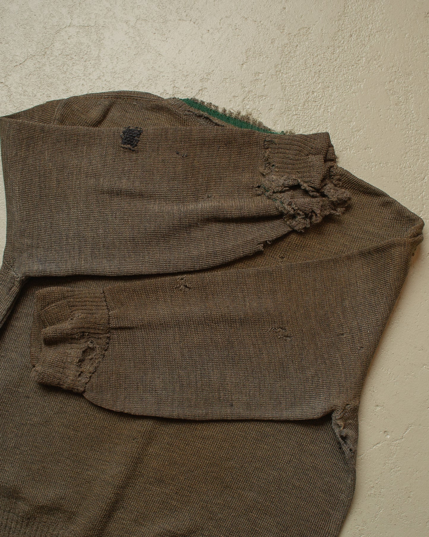 1940s thrashed WW2 German Army V-Neck Knit Sweater grey - M