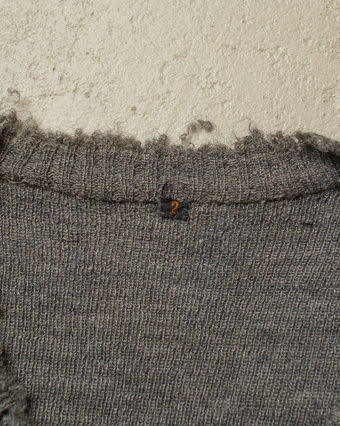1940s thrashed WW2 German Army V-Neck Knit Sweater grey - M/L