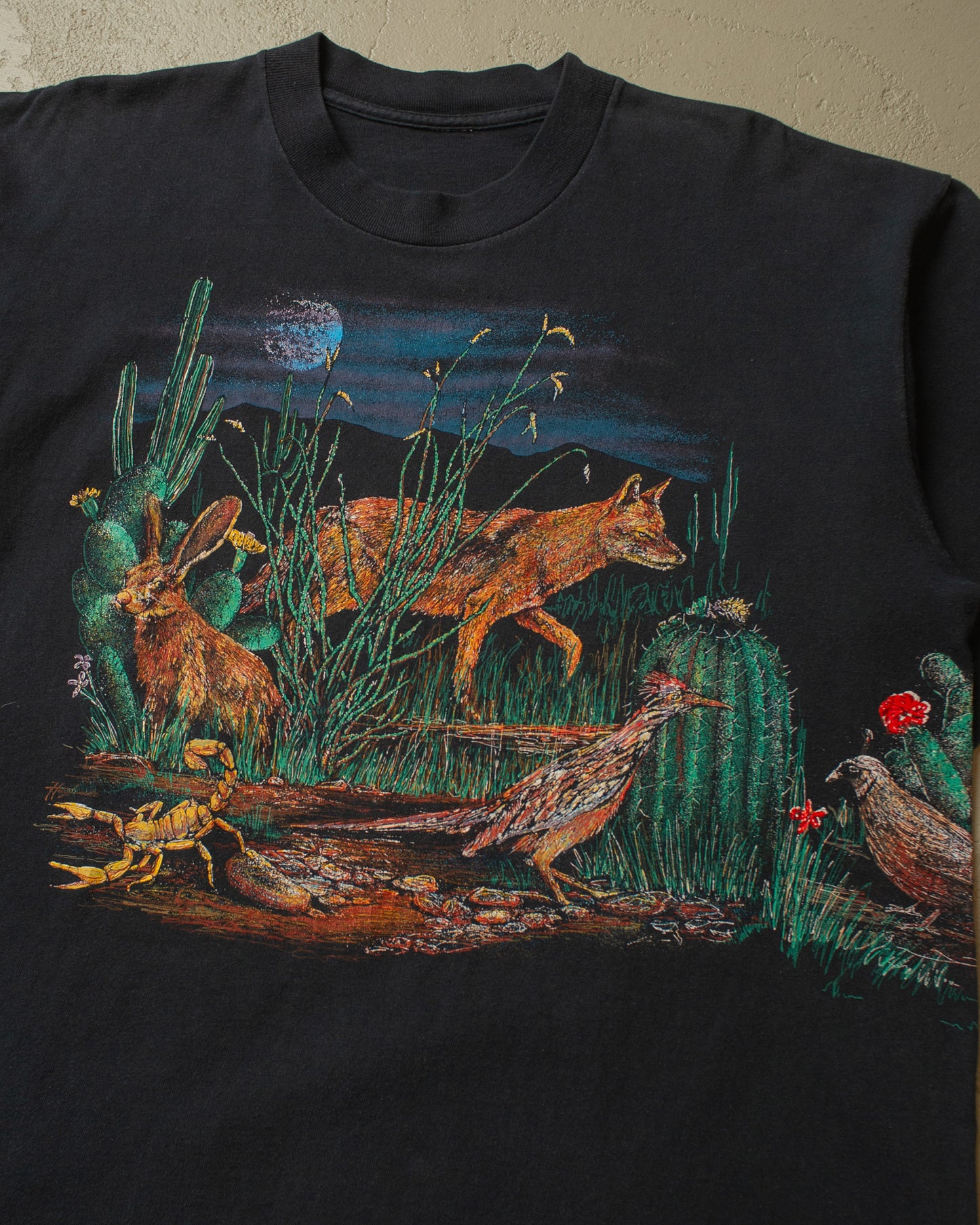 1990s Wildlife Wraparound Print T-shirt black - XL/XXL
