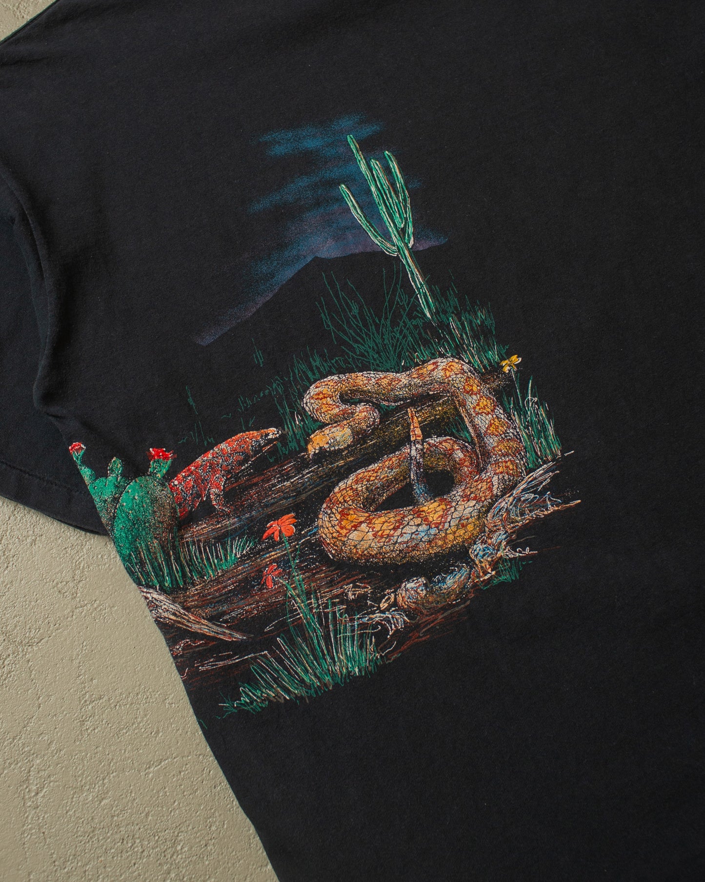 1990s Wildlife Wraparound Print T-shirt black - XL/XXL