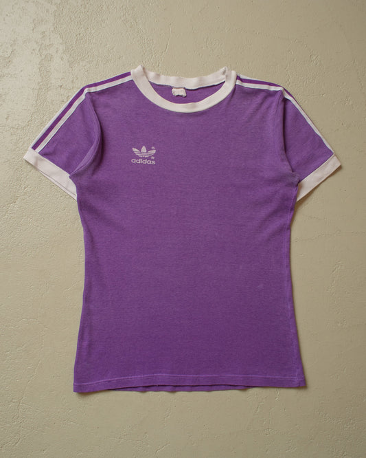 1980s Adidas Ringer T-shirt purple - M
