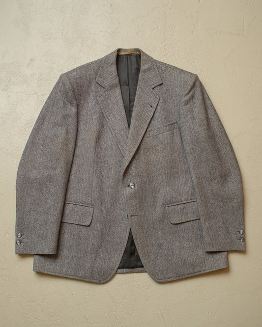 1940s German Herringbone Wool Suit Jacket grey - L/XL