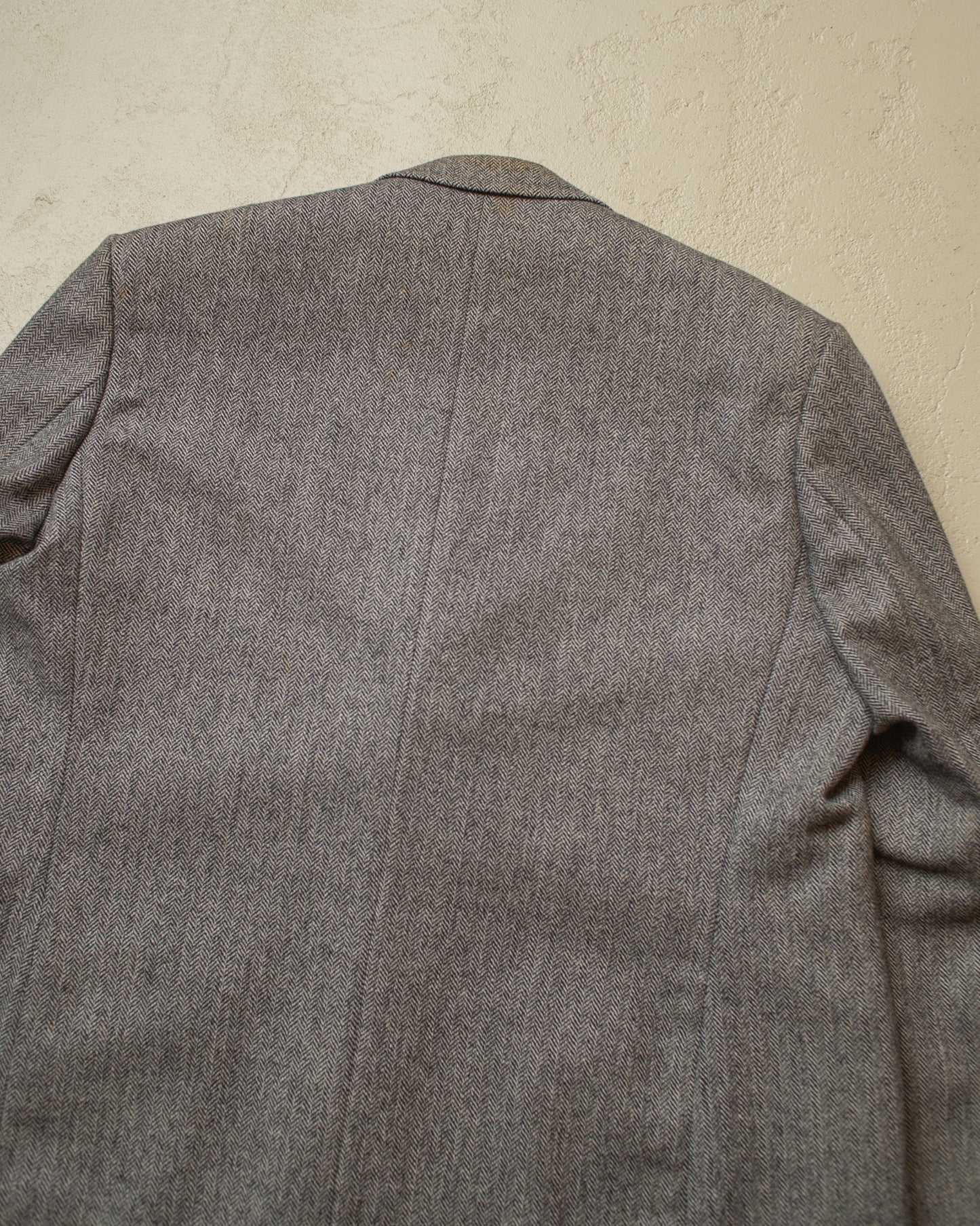 1940s German Herringbone Wool Suit Jacket grey - L/XL