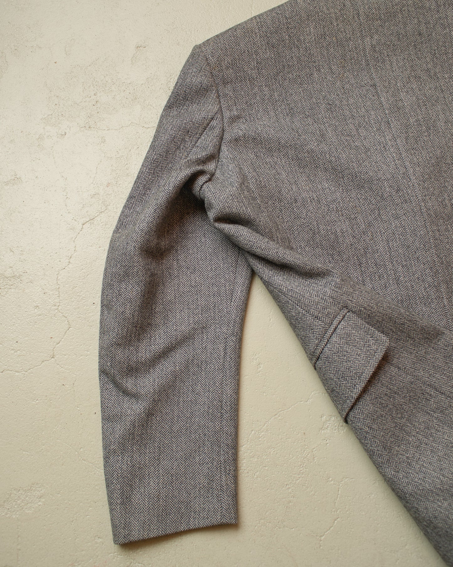 1940s German Herringbone Wool Suit Jacket grey - L/XL