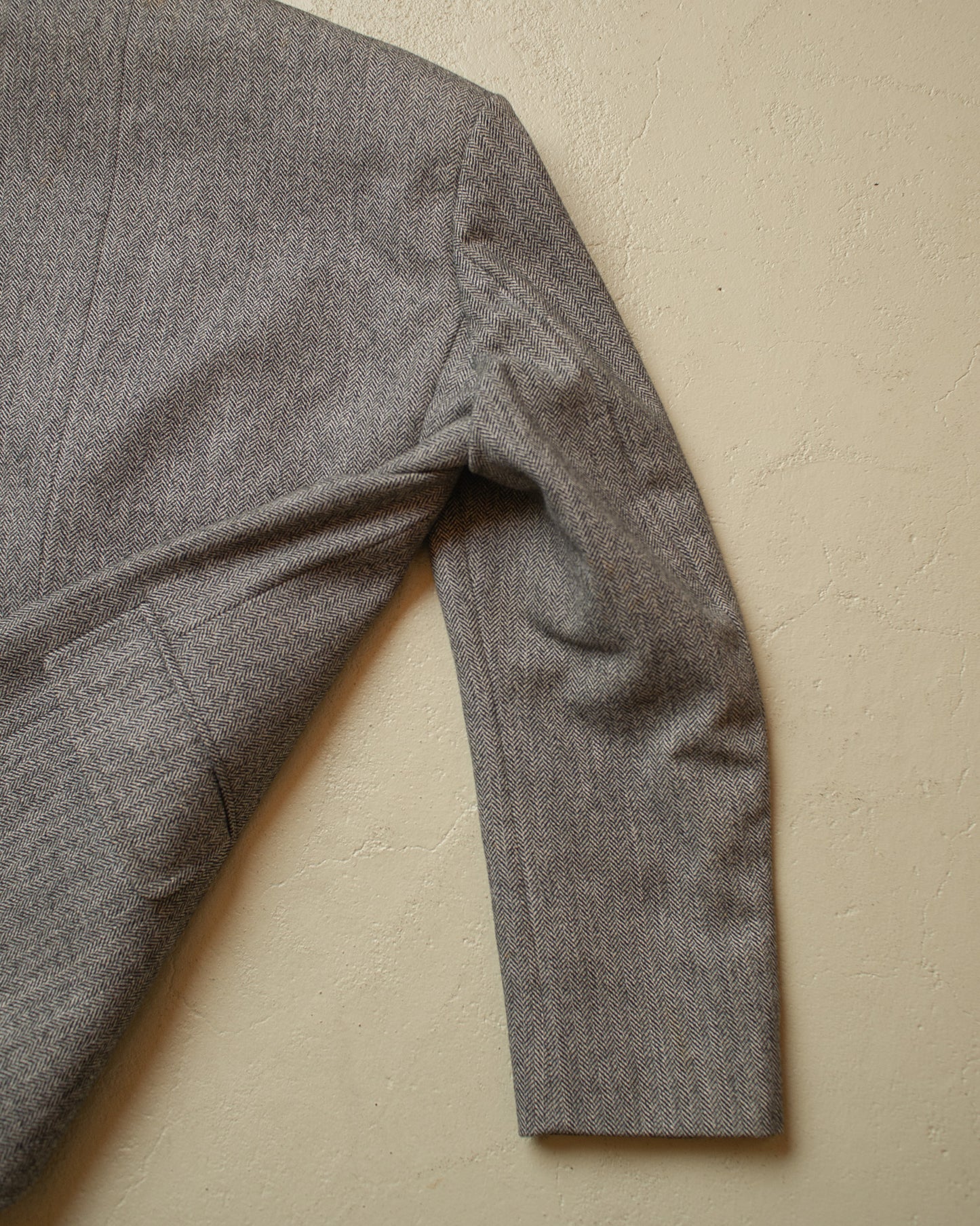 1940s German Herringbone Wool Suit Jacket grey - L/XL
