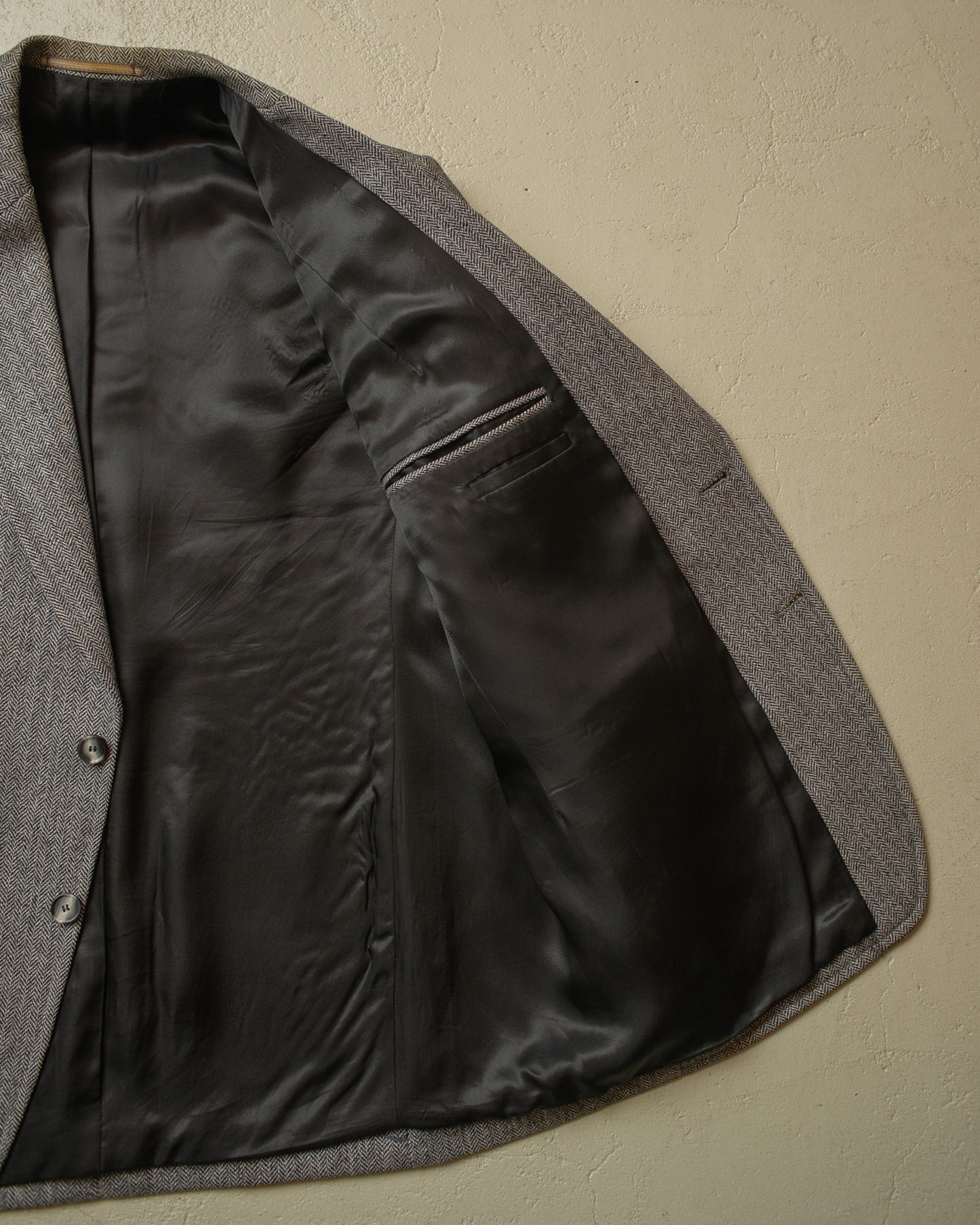 1940s German Herringbone Wool Suit Jacket grey - L/XL