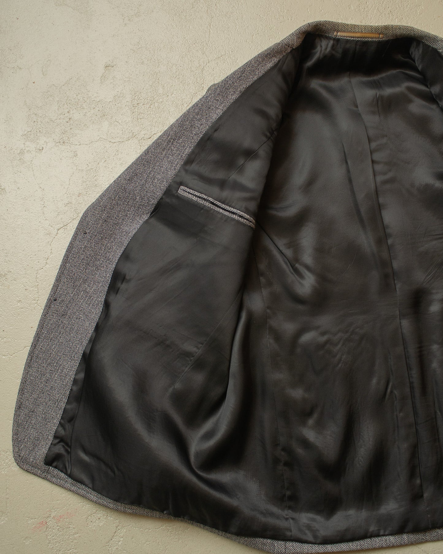 1940s German Herringbone Wool Suit Jacket grey - L/XL