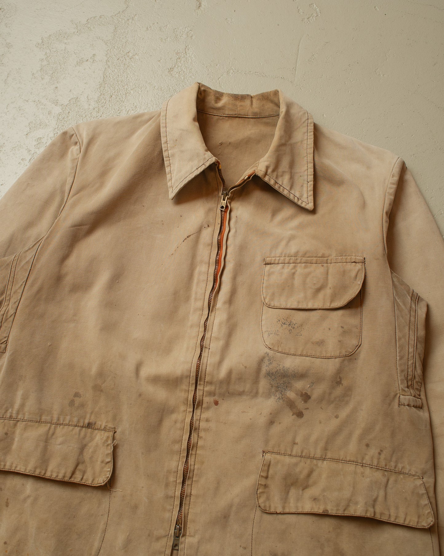 1950s/60s French distressed Canvas Jacket beige - L/XL