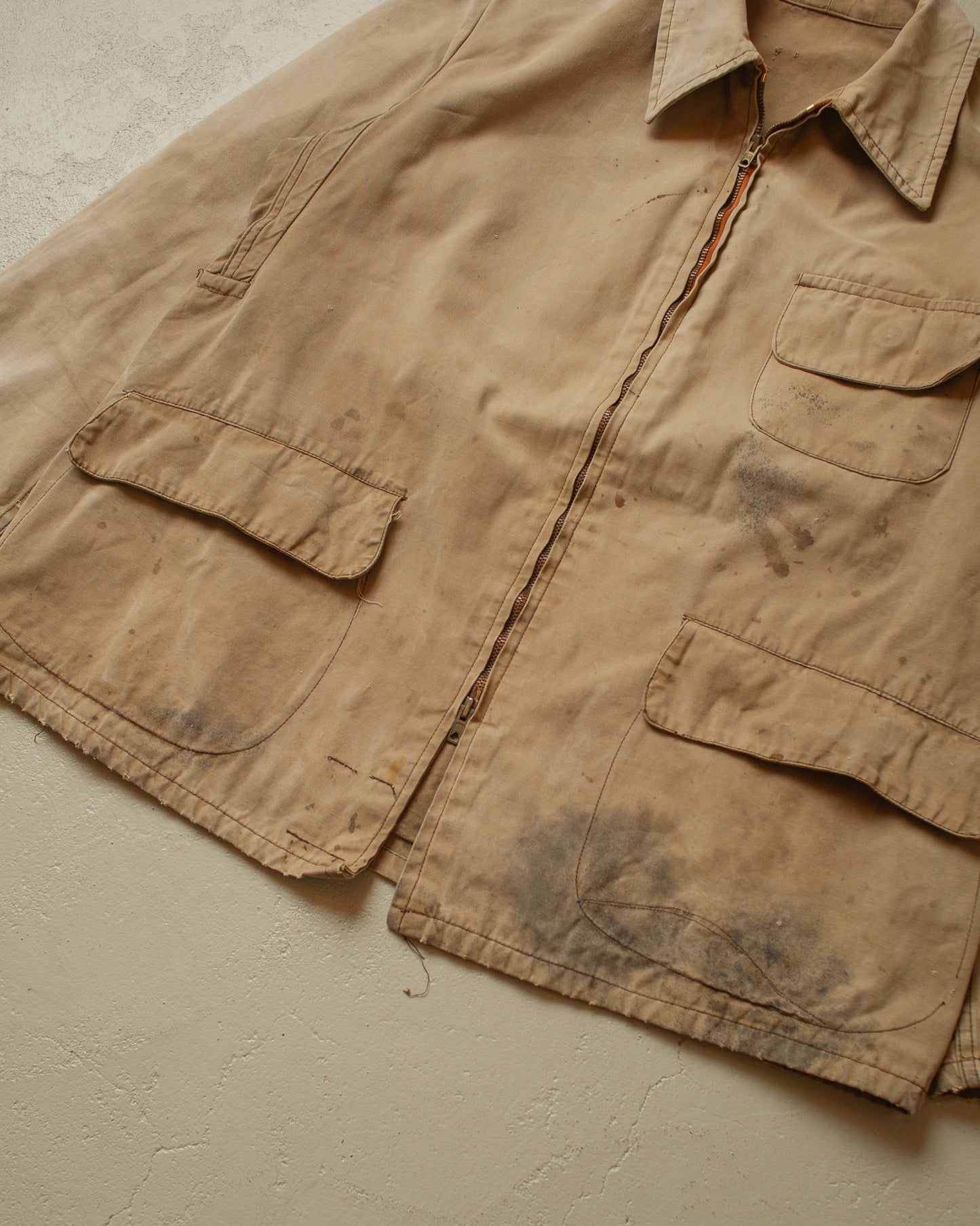 1950s/60s French distressed Canvas Jacket beige - L/XL