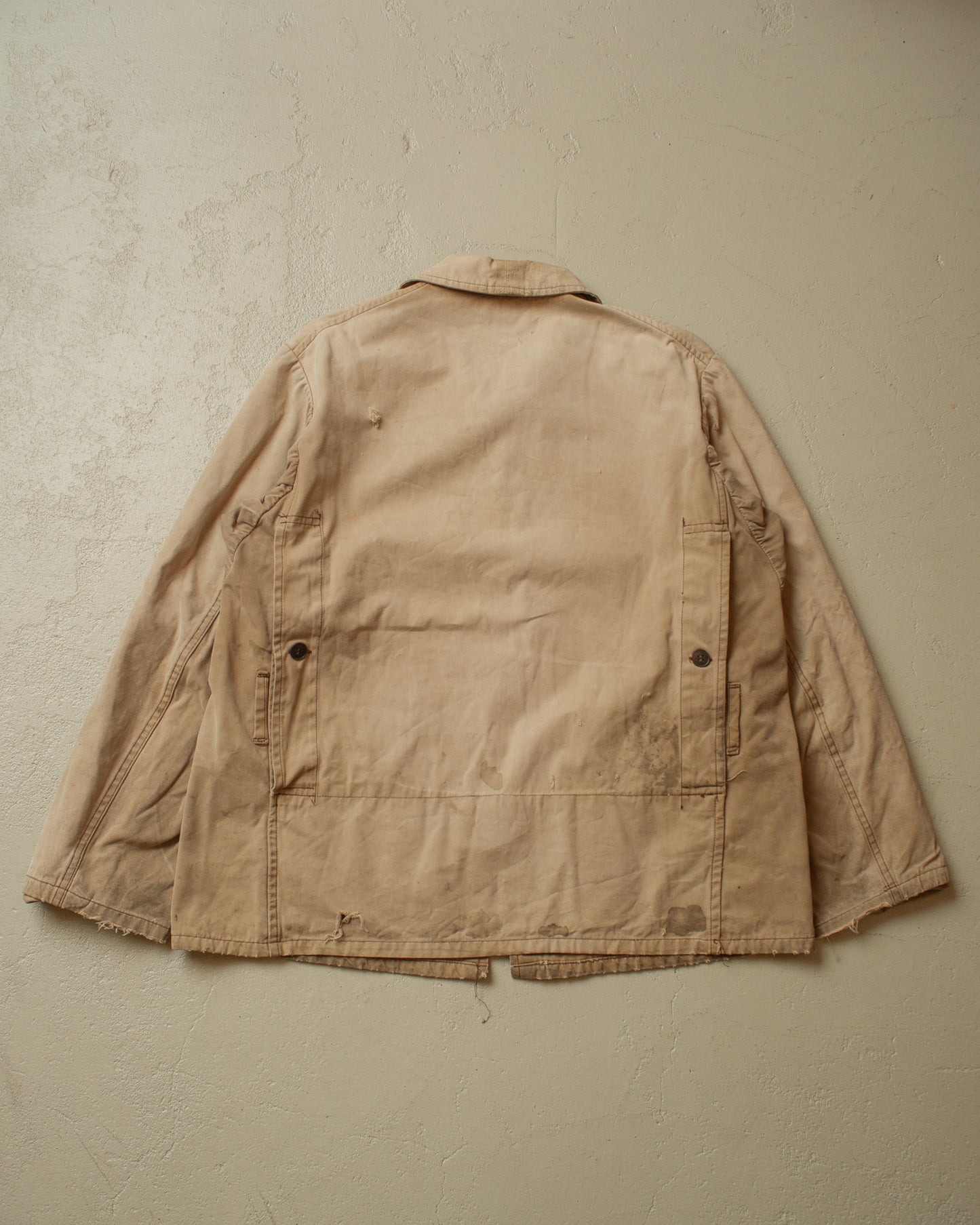 1950s/60s French distressed Canvas Jacket beige - L/XL