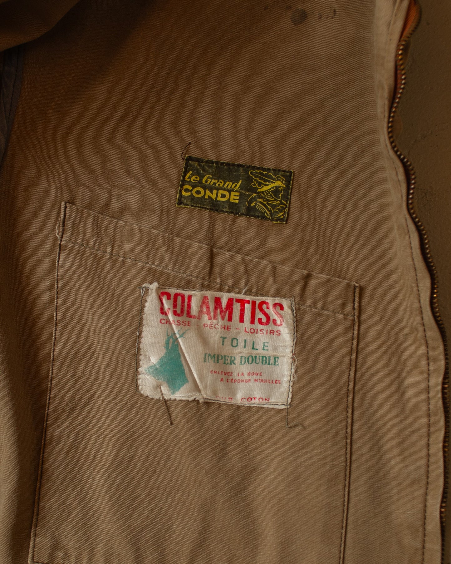 1950s/60s French distressed Canvas Jacket beige - L/XL