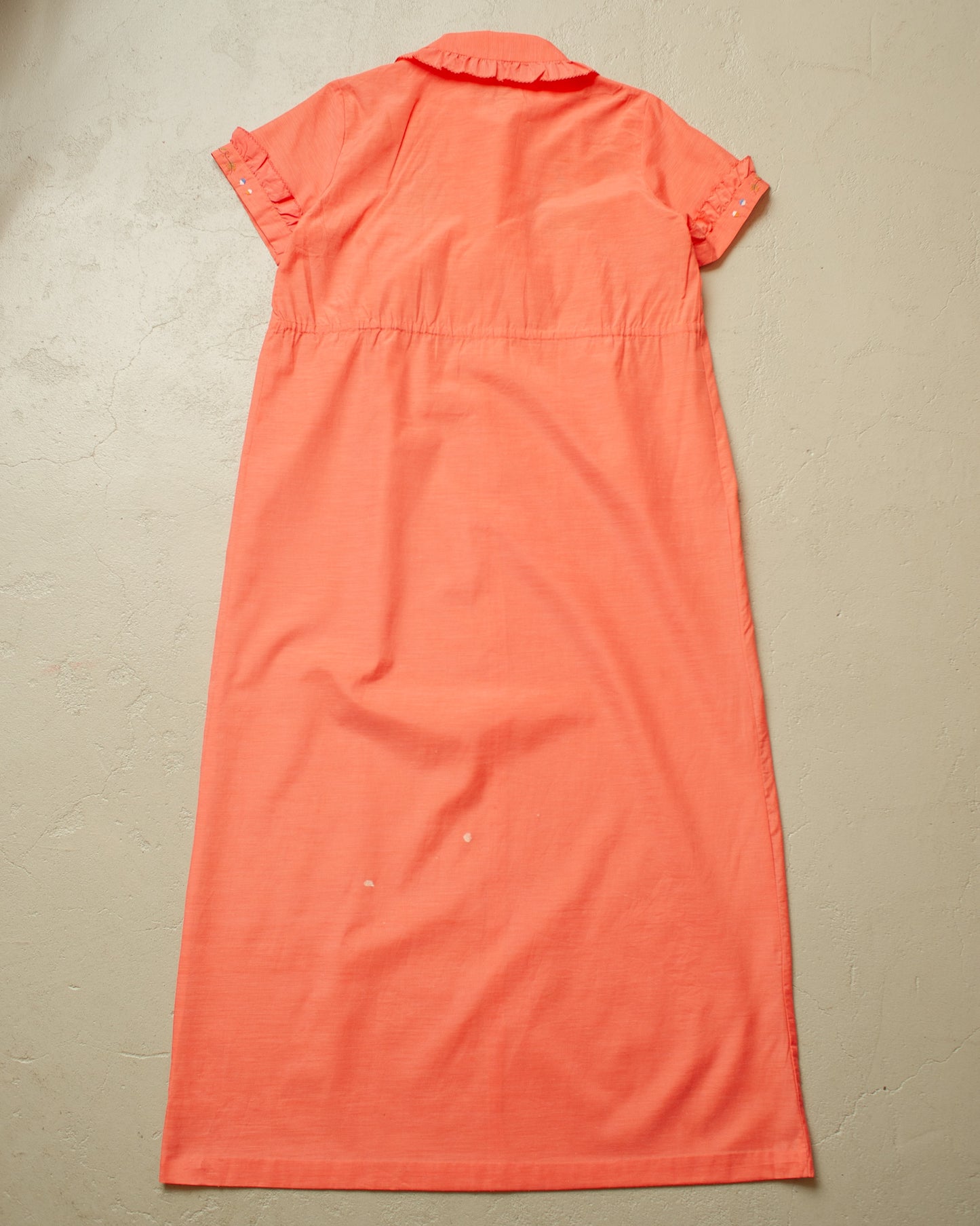 1970s Womens Carnation Flower Embroidered Dress - M/L