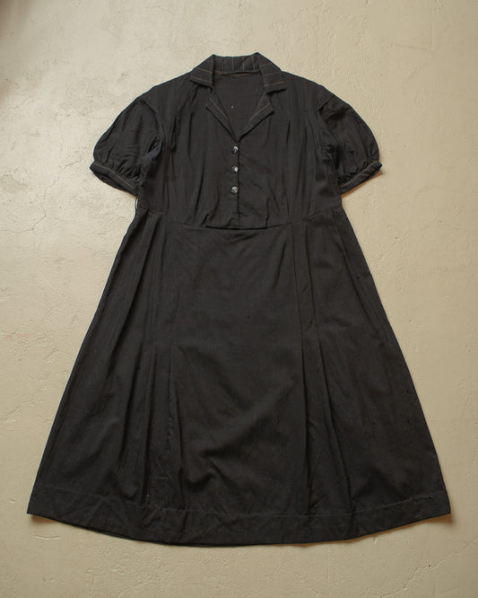 1920s/30s Womens French Work Dress black - M/L