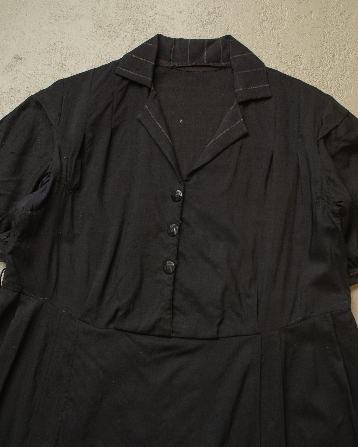 1920s/30s Womens French Work Dress black - M/L