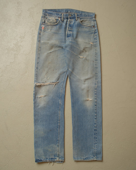 1980s repaired Levi´s 501 Selvedge Jeans blue - 32x34