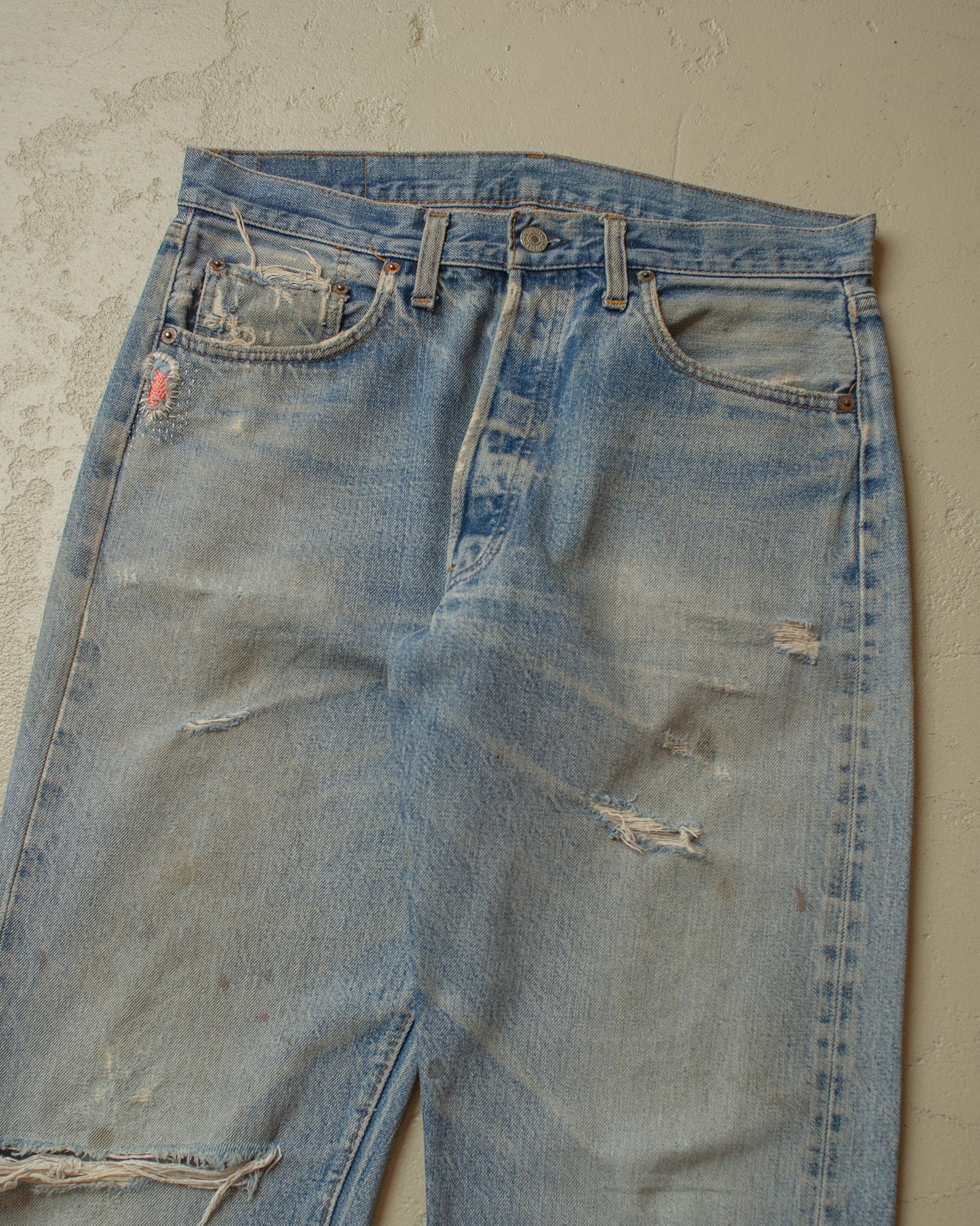 1980s repaired Levi´s 501 Selvedge Jeans blue - 32x34