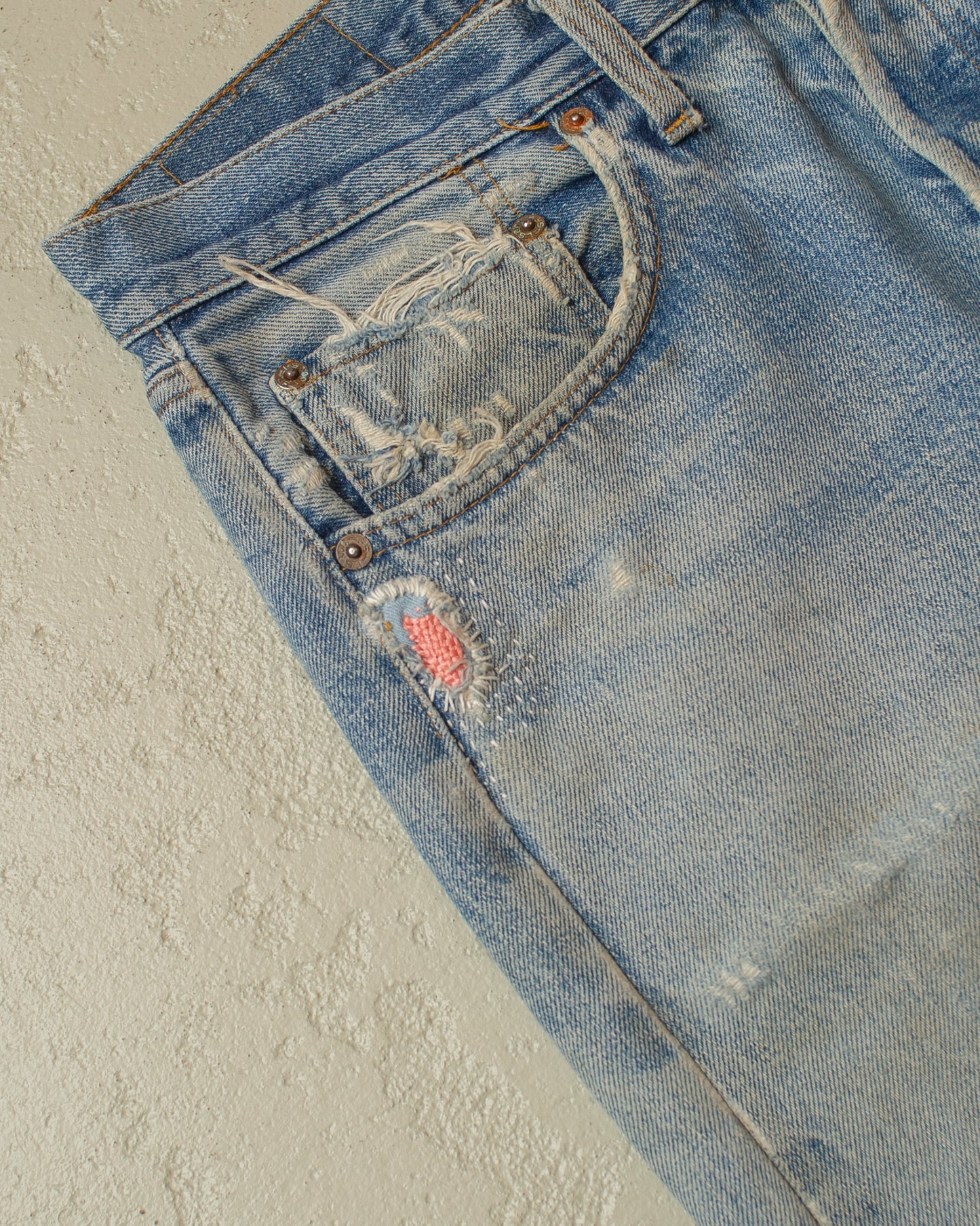 1980s repaired Levi´s 501 Selvedge Jeans blue - 32x34