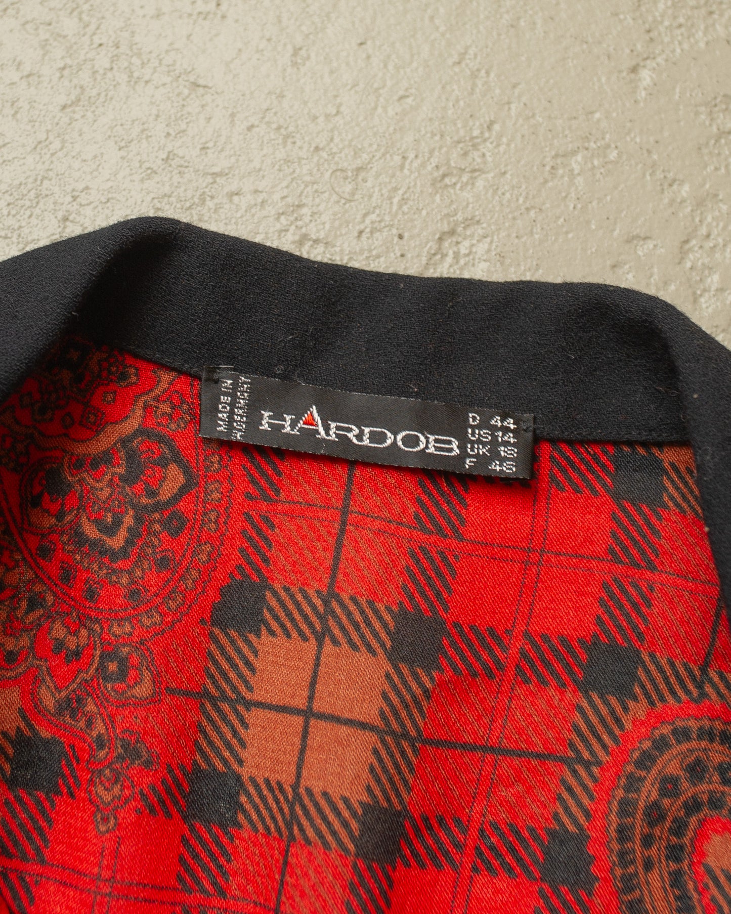 1980s Womens Hardob Paisley checkered Blouse red - XL