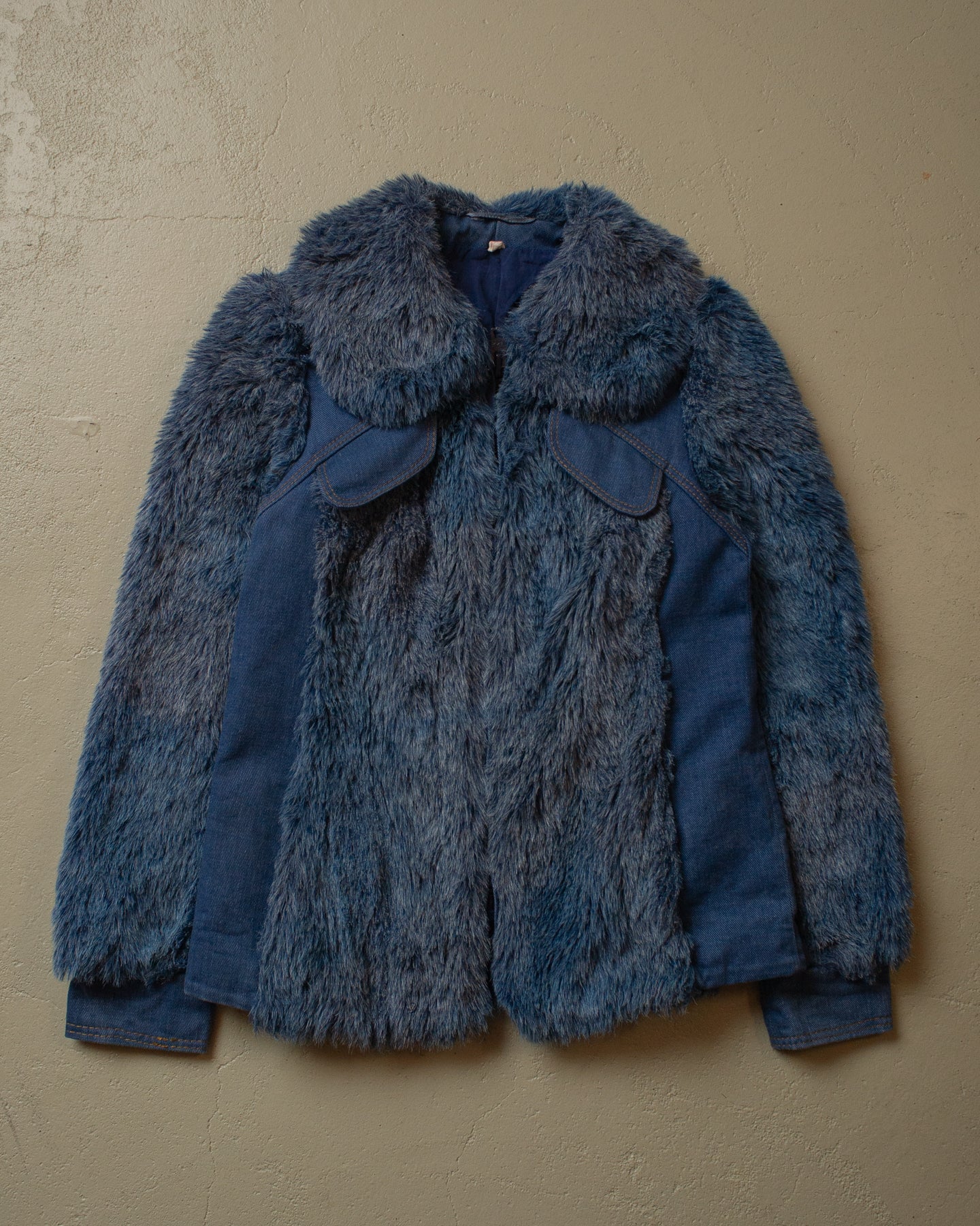 1970s/80s Womens Denim Fur Jacket - XS/S