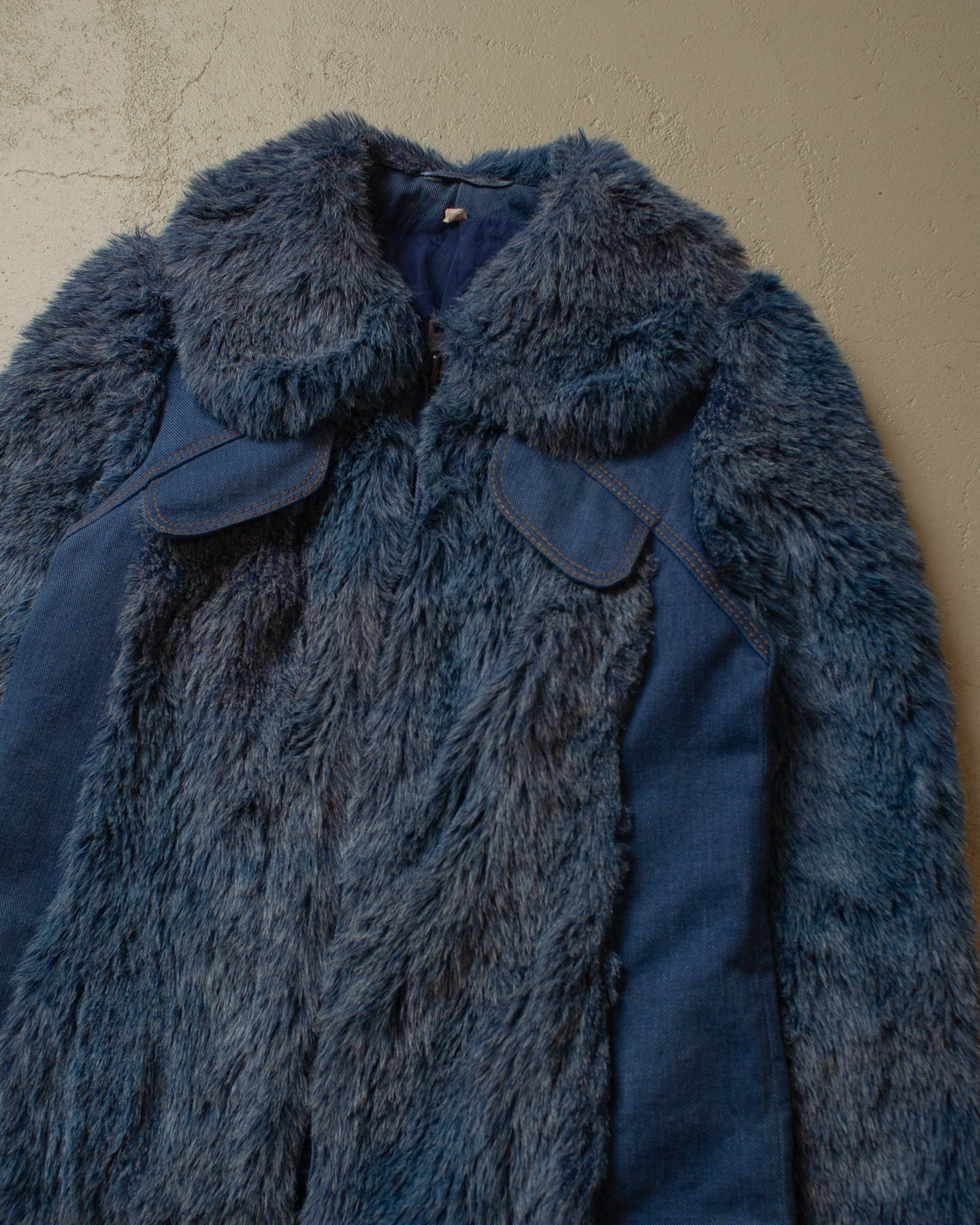 1970s/80s Womens Denim Fur Jacket - XS/S