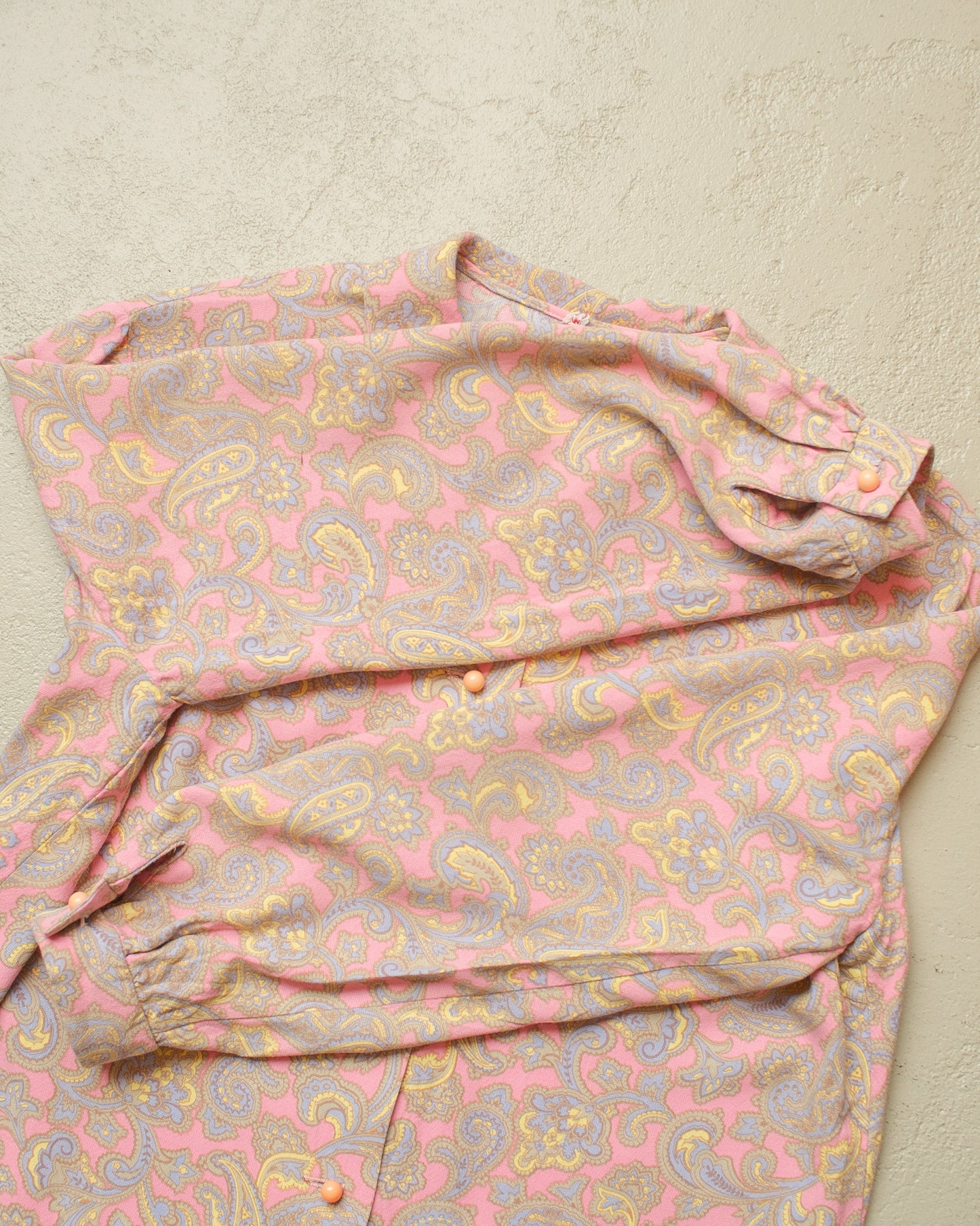 1960s Womens Paisley Print Blouse pink - M