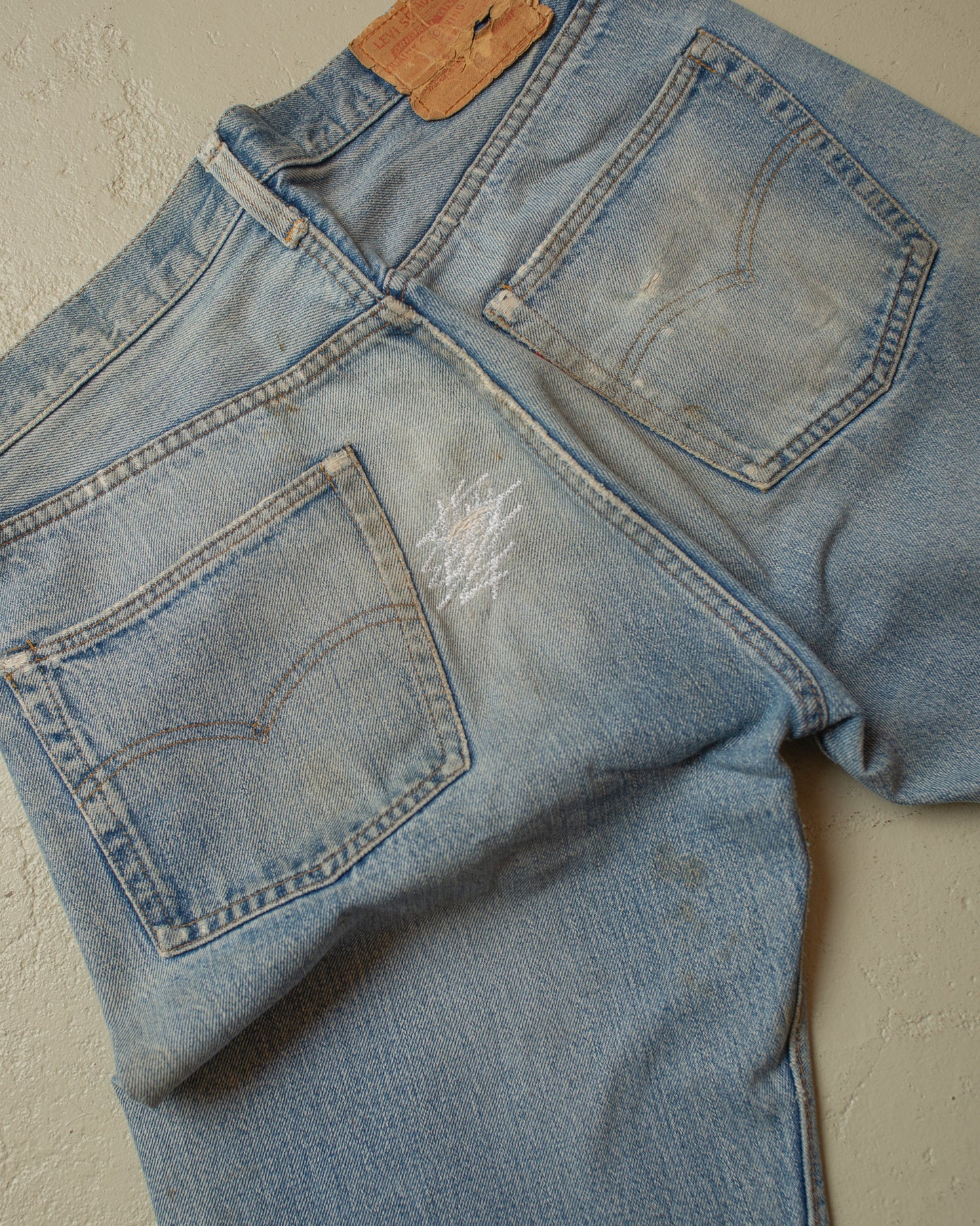 1980s repaired Levi´s 501 Selvedge Jeans blue - 32x34