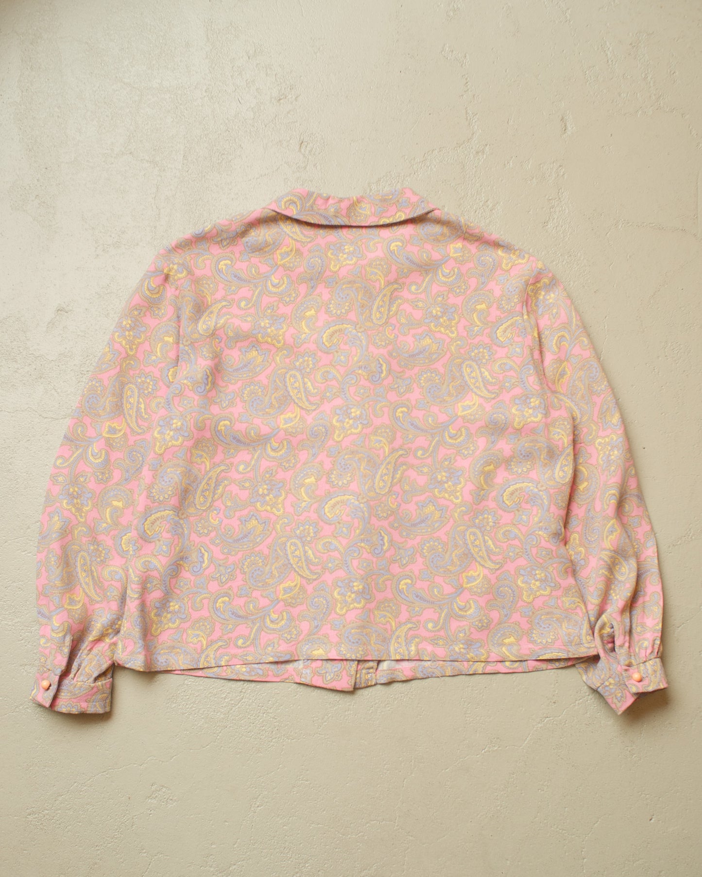 1960s Womens Paisley Print Blouse pink - M