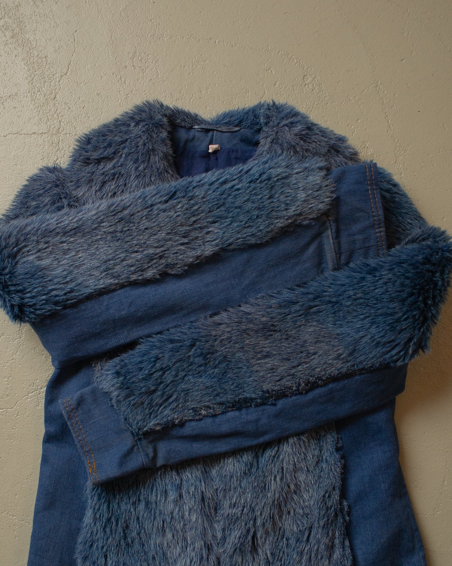 1970s/80s Womens Denim Fur Jacket - XS/S