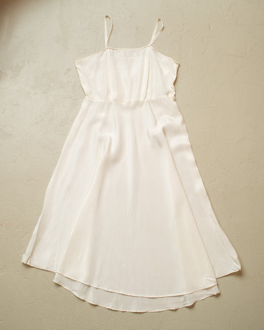 1950s/60s Womens Silk Dress white - S/M