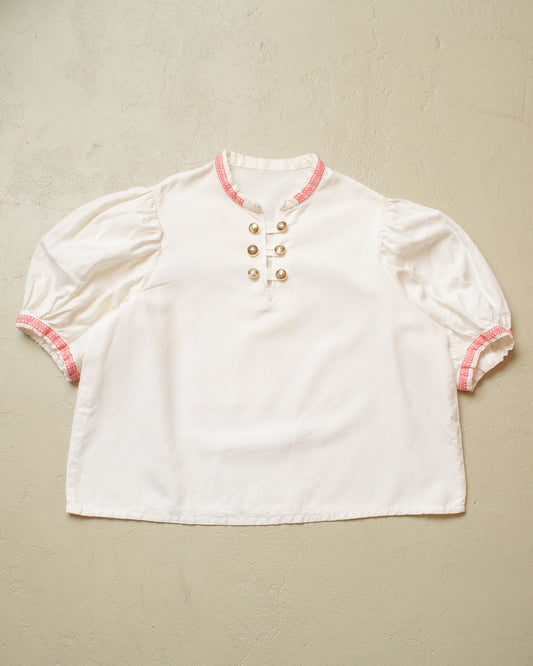 1940s/50s Womens German Traditional Blouse white - L/XL
