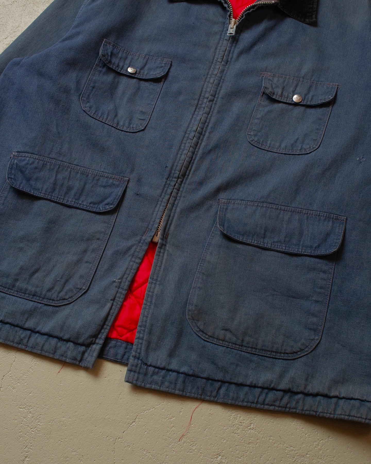 60s/70s Sears Denim Workwear Jacket faded blue - XXL