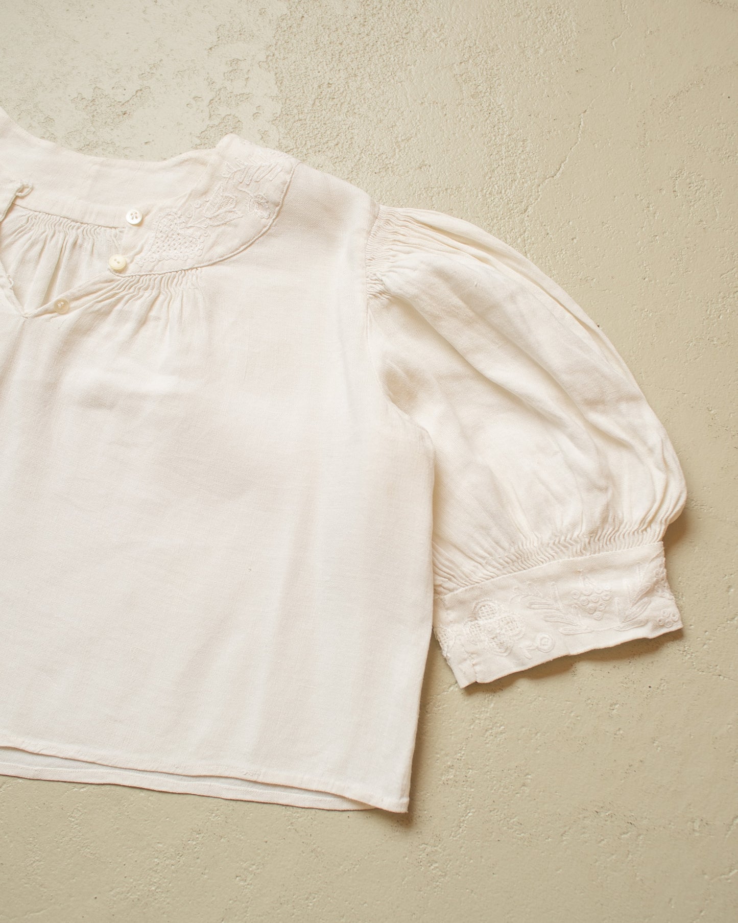1910s/20s Womens Embroidered Blouse white - M/L