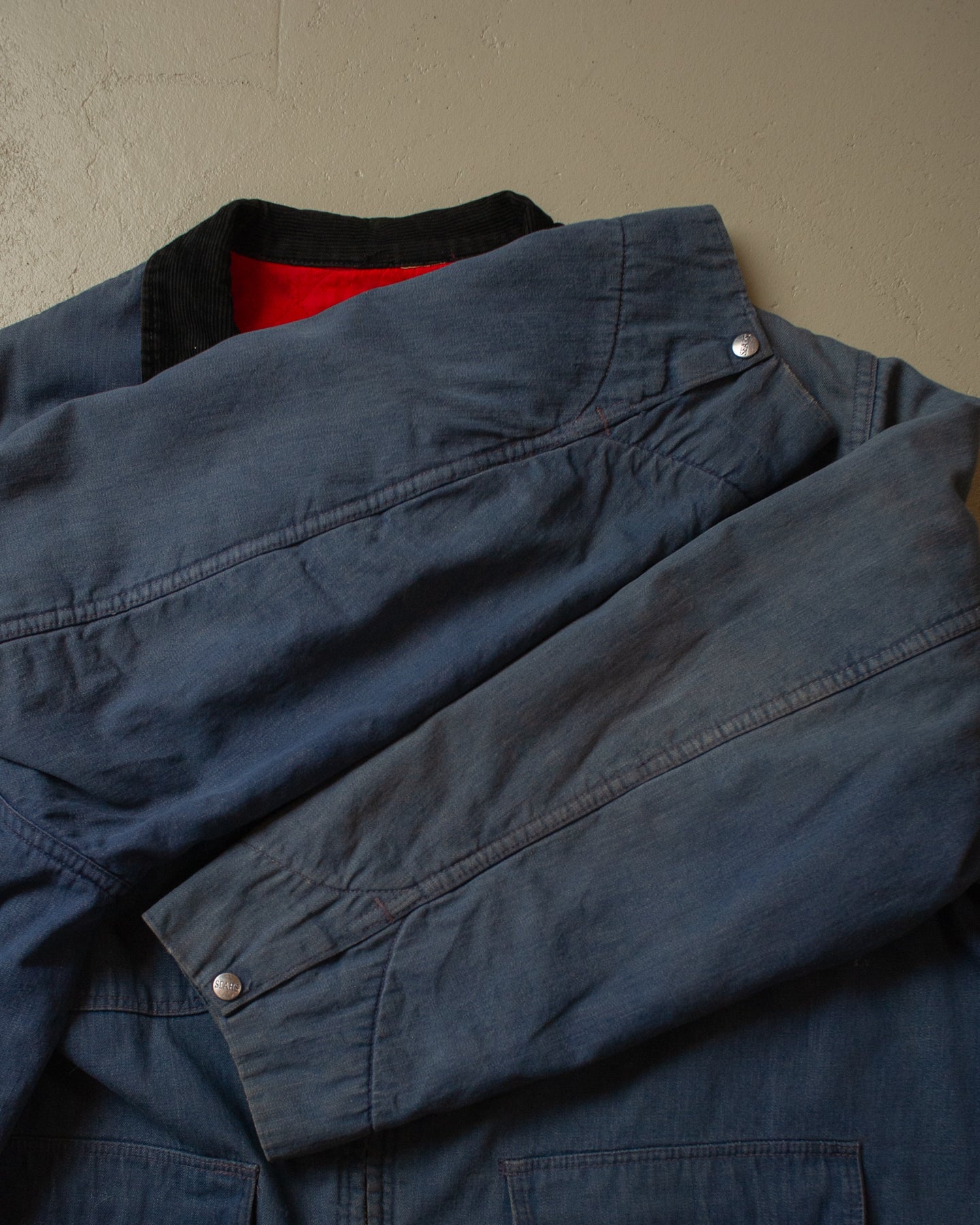 60s/70s Sears Denim Workwear Jacket faded blue - XXL