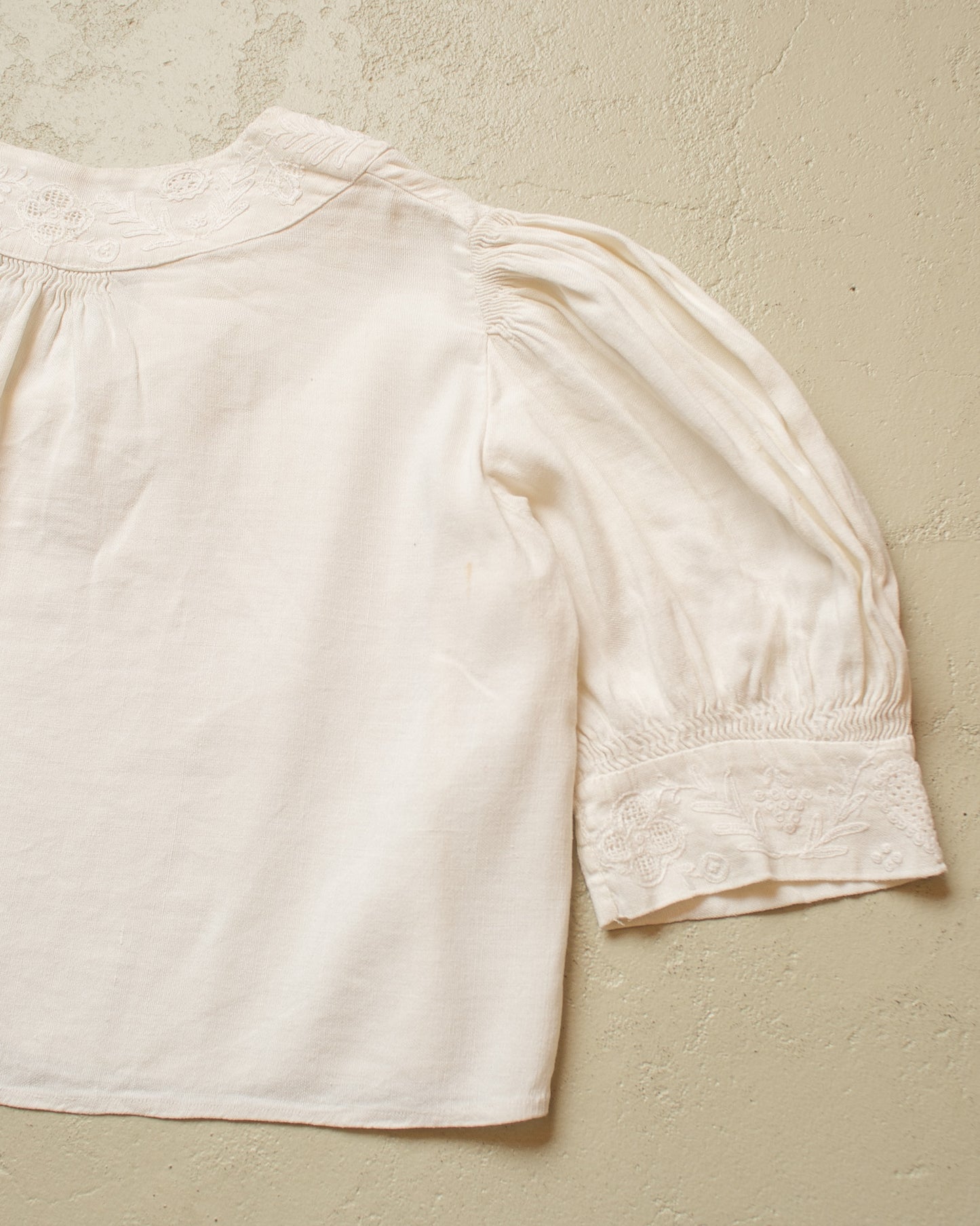 1910s/20s Womens Embroidered Blouse white - M/L