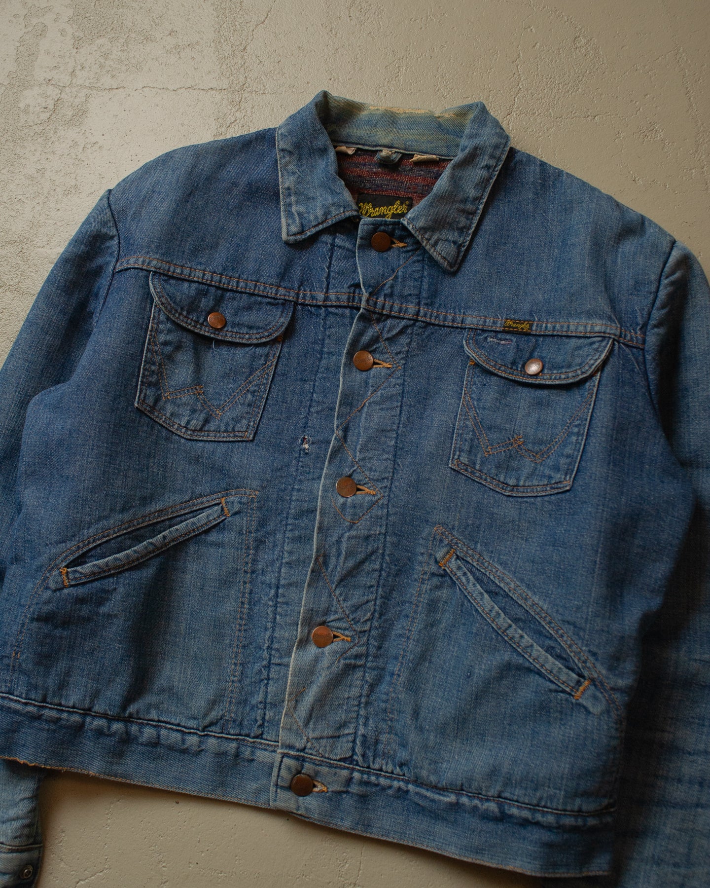 70s Wrangler Blanket Lined Denim Jacket blue - S/M