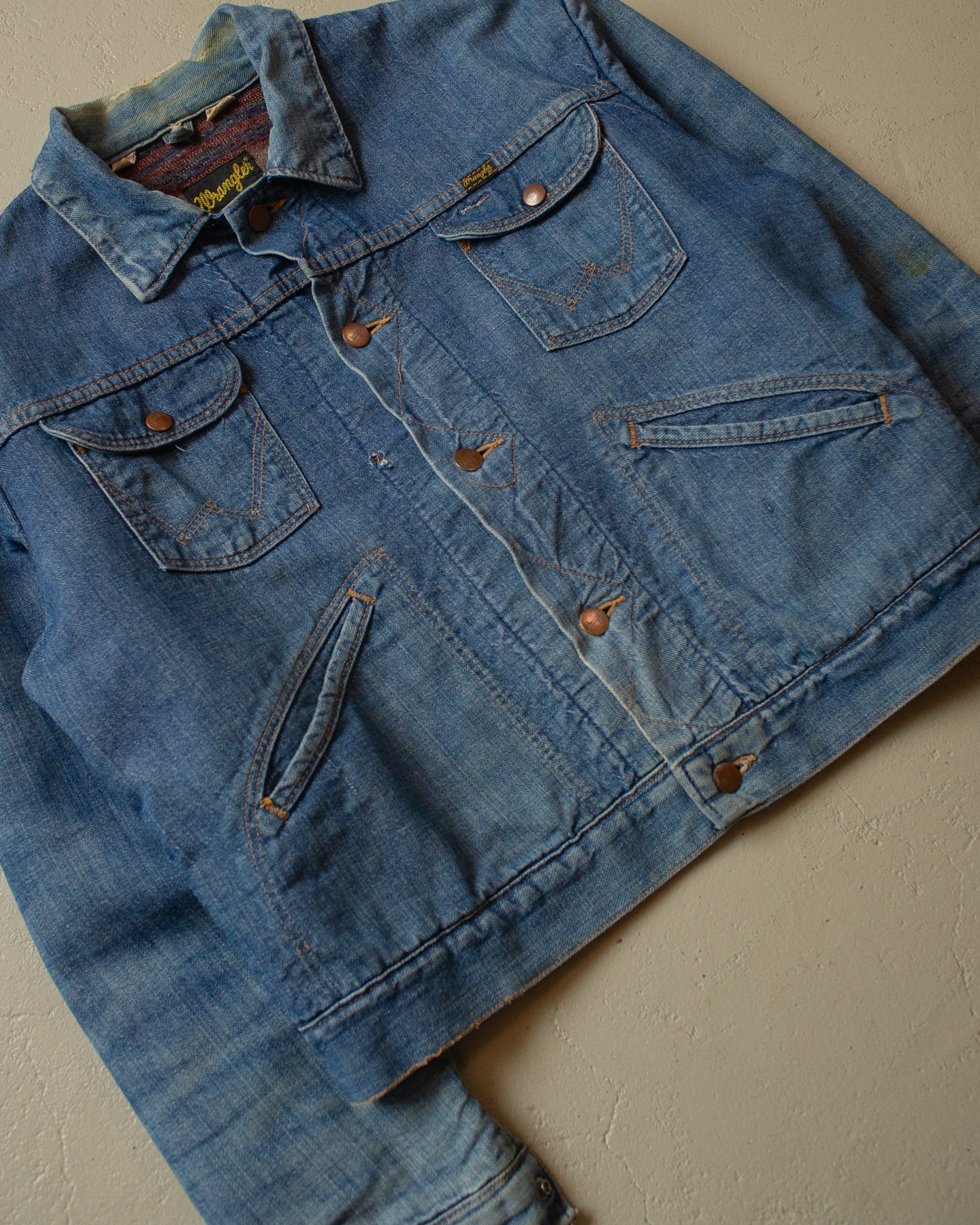 70s Wrangler Blanket Lined Denim Jacket blue - S/M