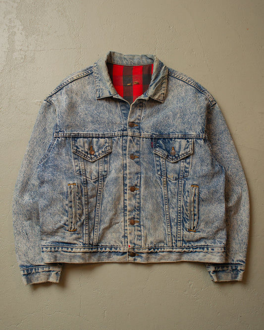 80s Levi`s Flannel Lined Denim Jacket blue - L/XL