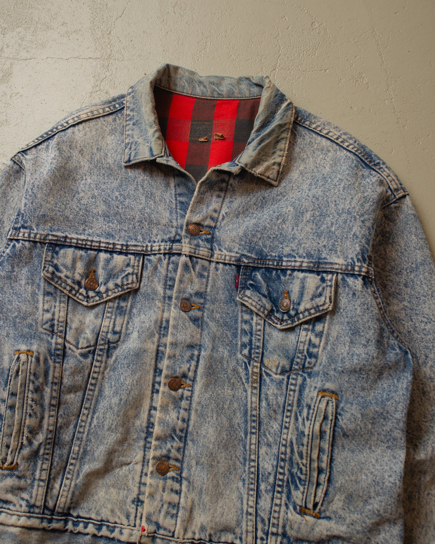 80s Levi`s Flannel Lined Denim Jacket blue - L/XL