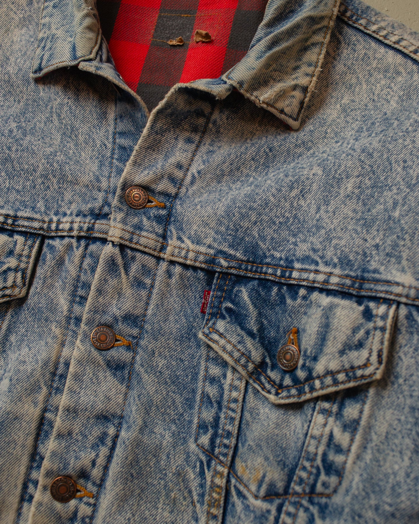 80s Levi`s Flannel Lined Denim Jacket blue - L/XL