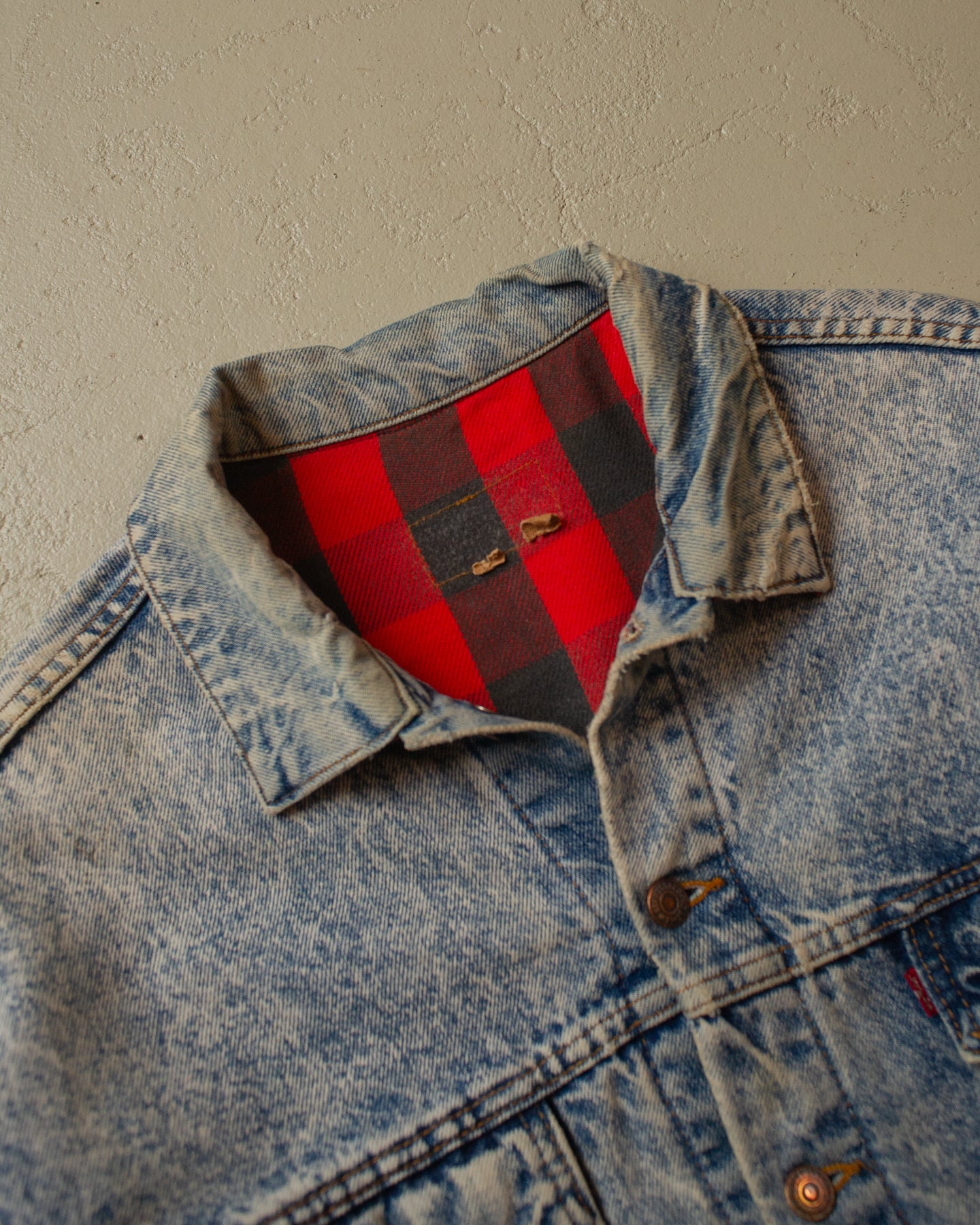 80s Levi`s Flannel Lined Denim Jacket blue - L/XL