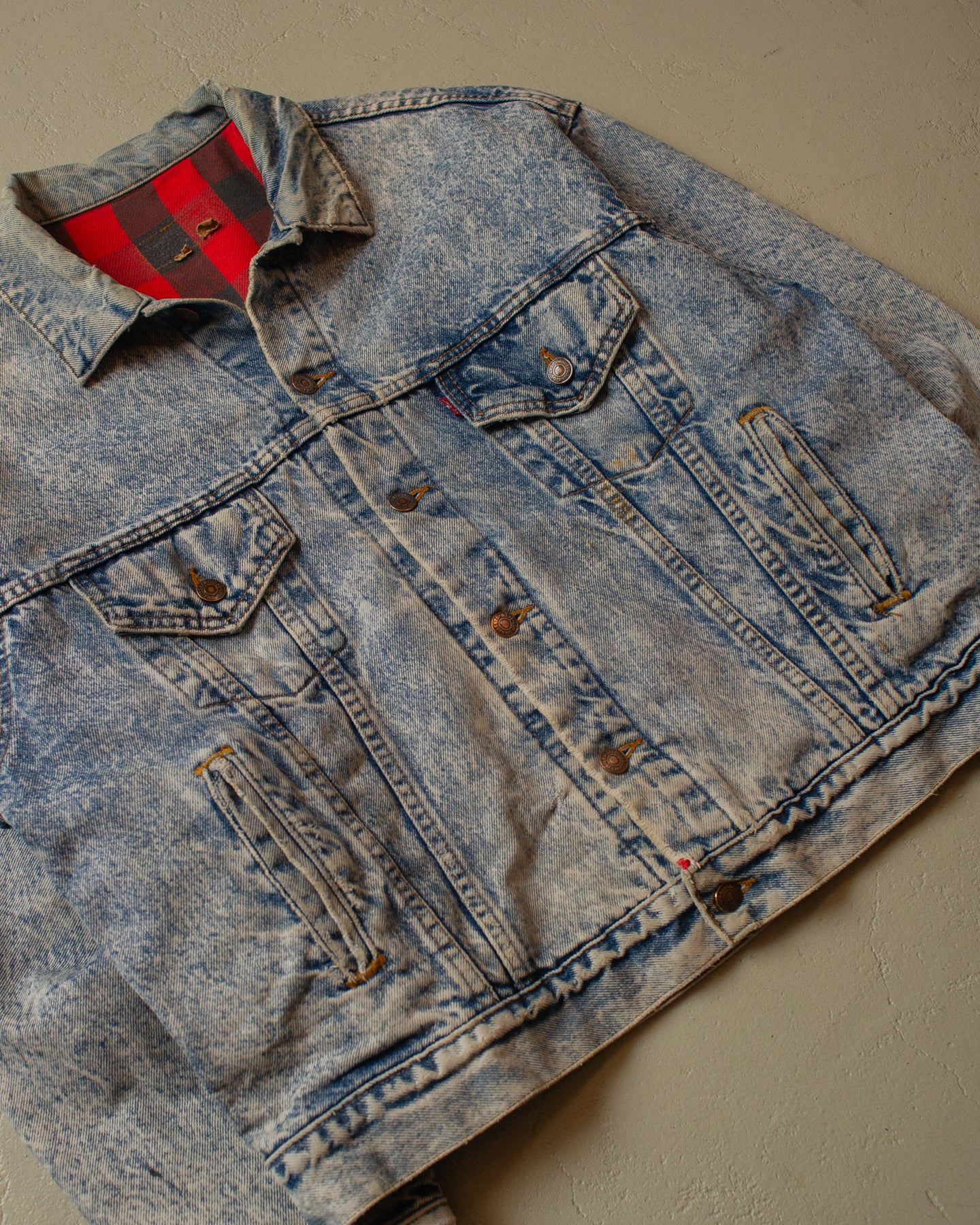 80s Levi`s Flannel Lined Denim Jacket blue - L/XL